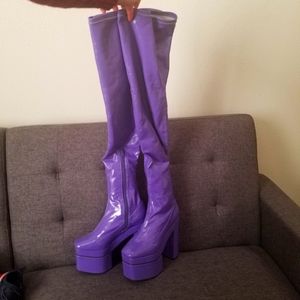 Thigh high purple gogo boots
